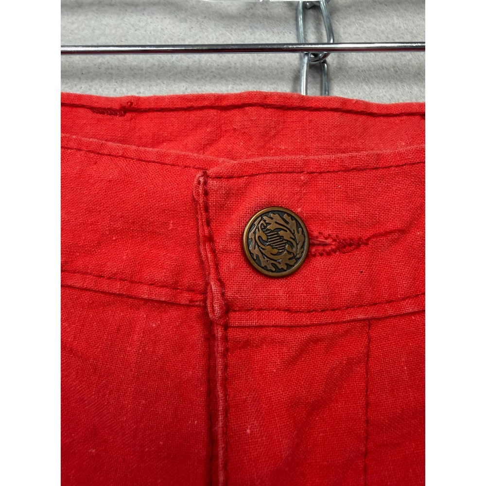 Vintage 70s Wide Leg Pants Women 25 Red Cotton Talon Zip High Rise Trousers - Picture 11 of 12
